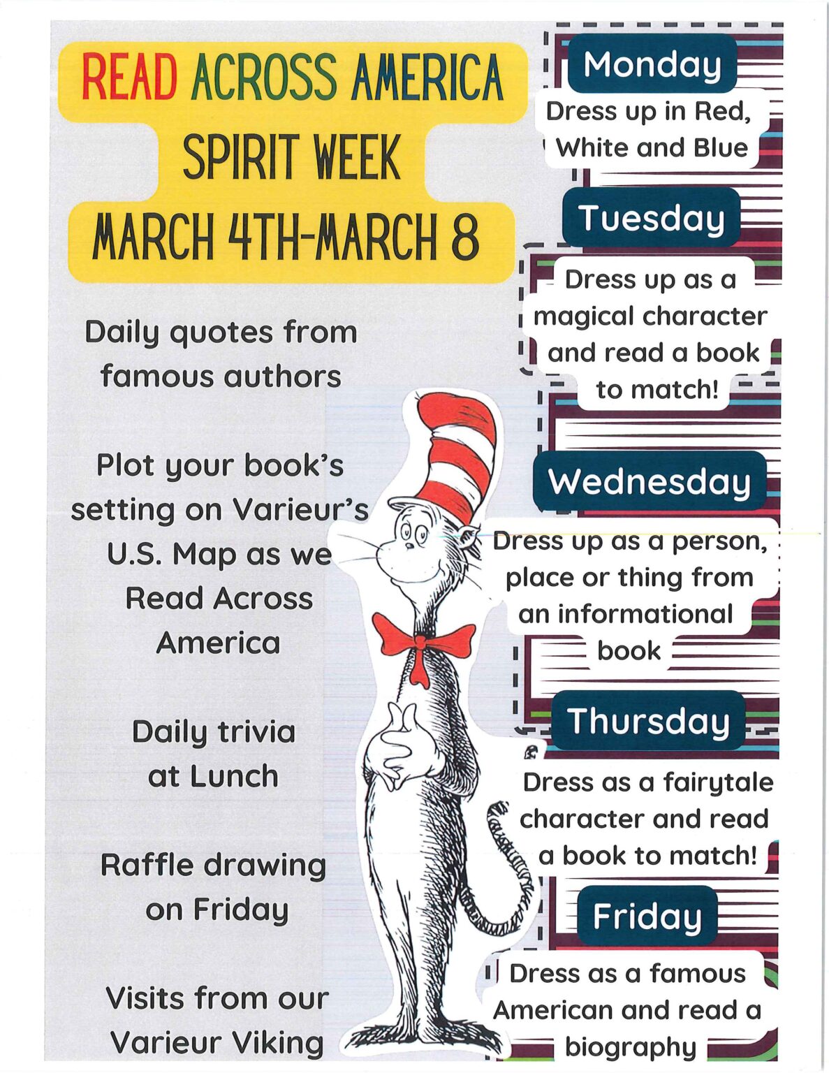 Read Across America Spirit Week – Francis J. Varieur Elementary School